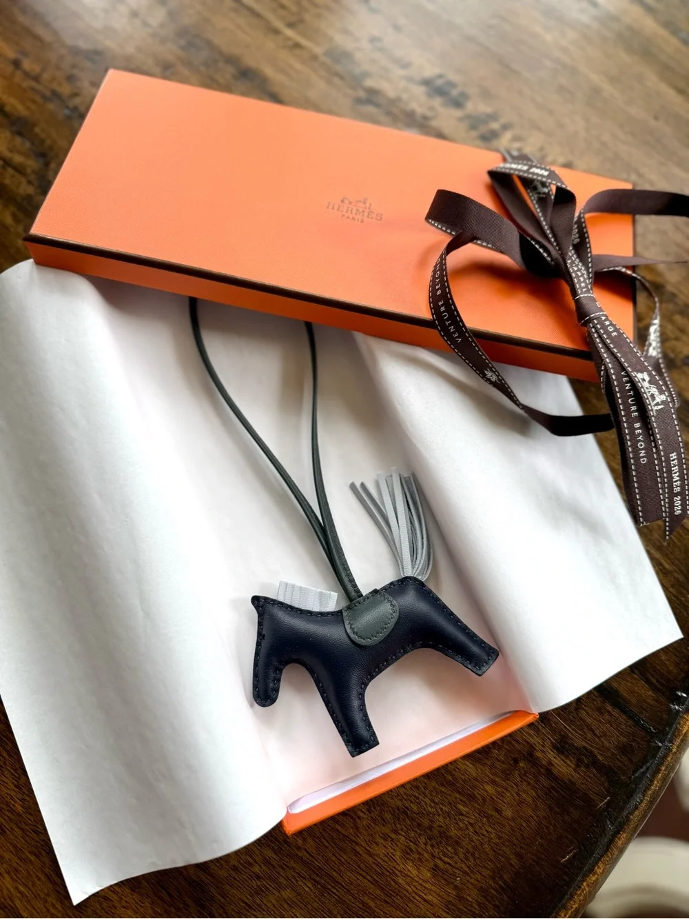 Authentic Hermes Rodeo PM Bag Charm Bleu Nuit Brume Vert Mangrove Green